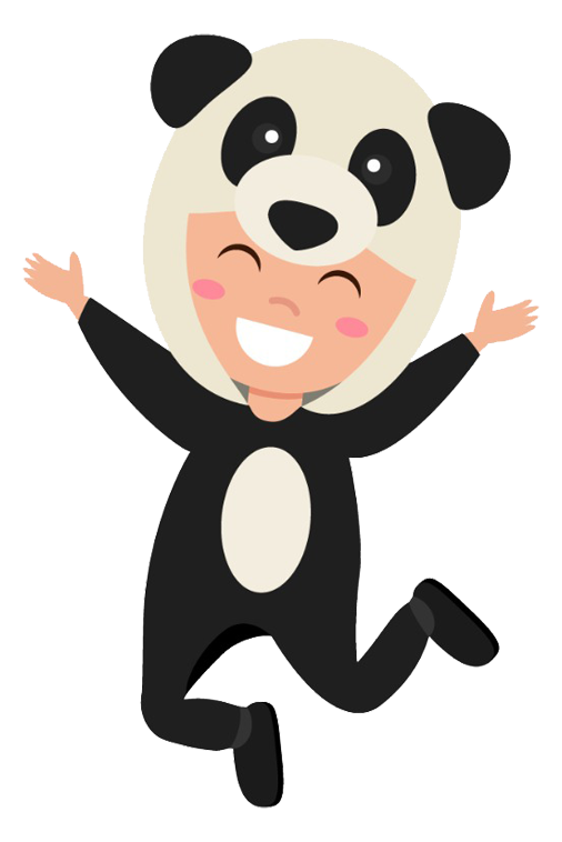 ilustracion ninio disfraz oso panda